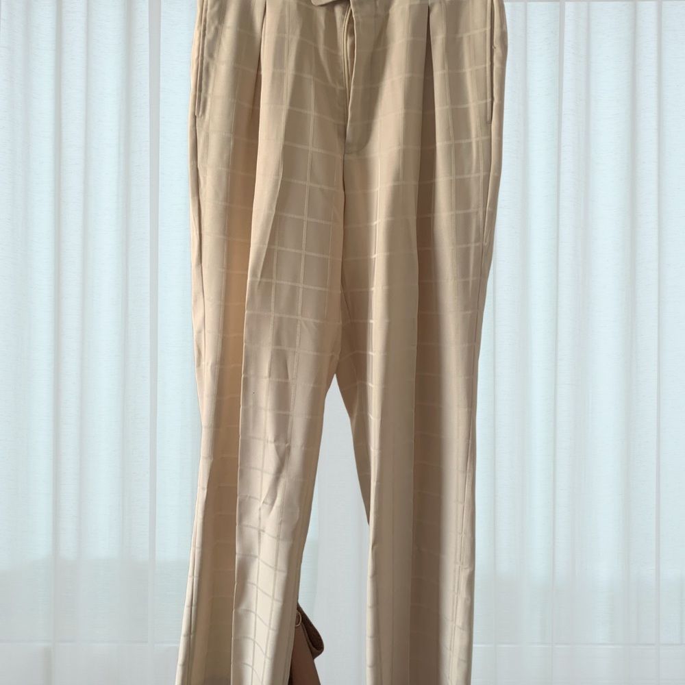 Vintage Men's Yellow Falcone Windowpane Dress Pants, 70’s pants